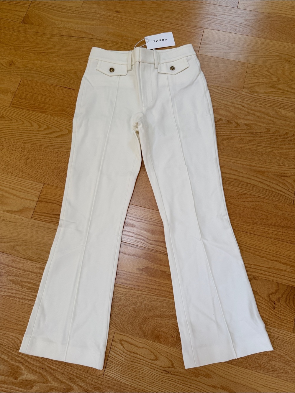 New! Frame SZ 2, cream The Reboot Crop Trousers. - Picture 2 of 13